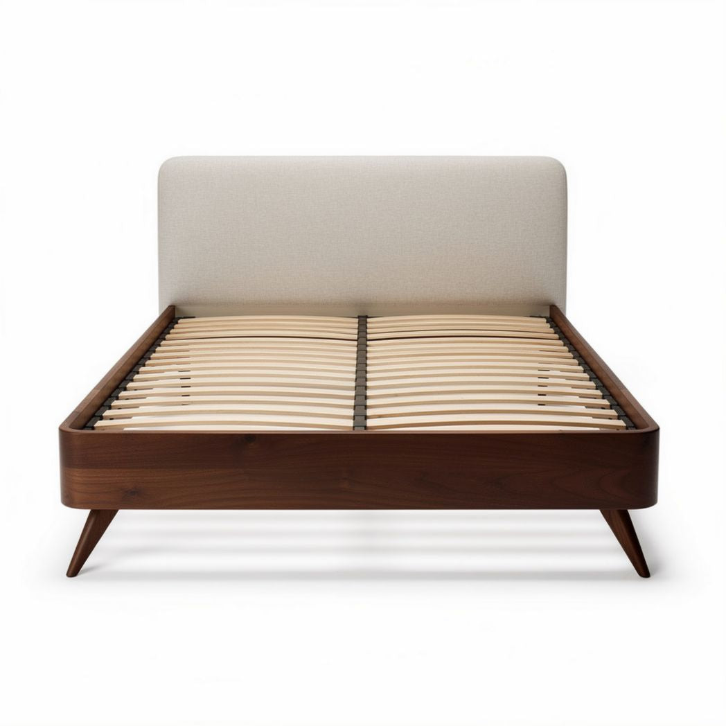 Lit en bois avec tête de lit en chêne et sommier en lattes de 200 x 160 x 30cm