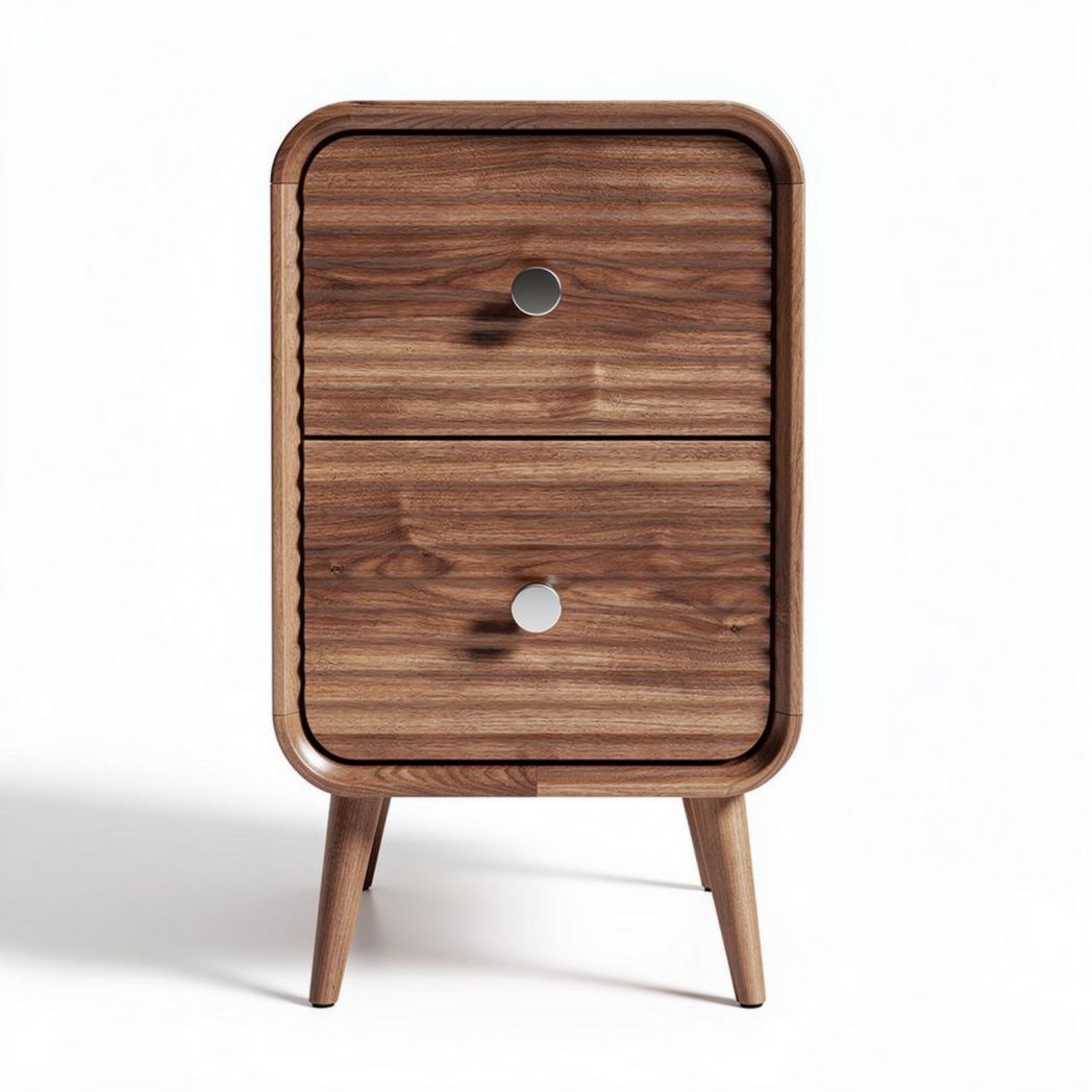 Table de chevet en bois naturel avec deux tiroirs dimensions 40 x 30 x 50cm