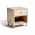 Table de chevet en bois clair avec tiroir et espace de rangement 40 x 40 x 50cm