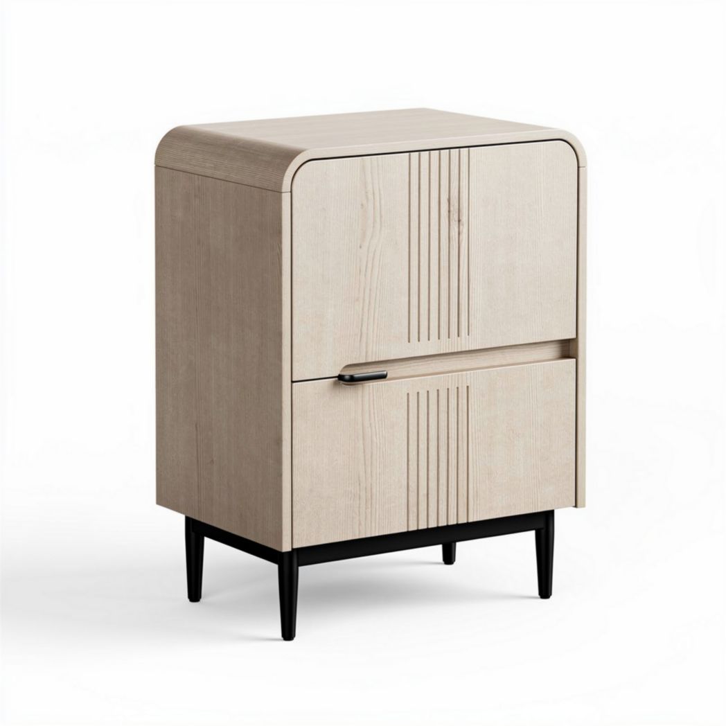 Meuble de rangement en bois clair avec deux tiroirs dimensions 60 x 40 x 80cm