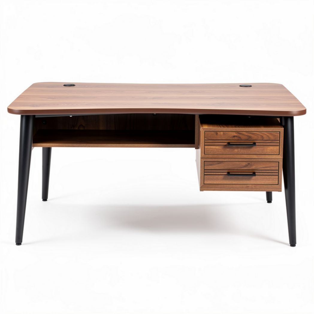 Bureau en bois de noyer avec tiroirs et dimensions 120 x 60 x 75cm