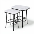 Table d'appoint en marbre blanc et métal noir dimensions 80 x 50 x 75cm