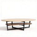 Table basse ovale en bois naturel et métal noir dimensions 150 x 80 x 40cm