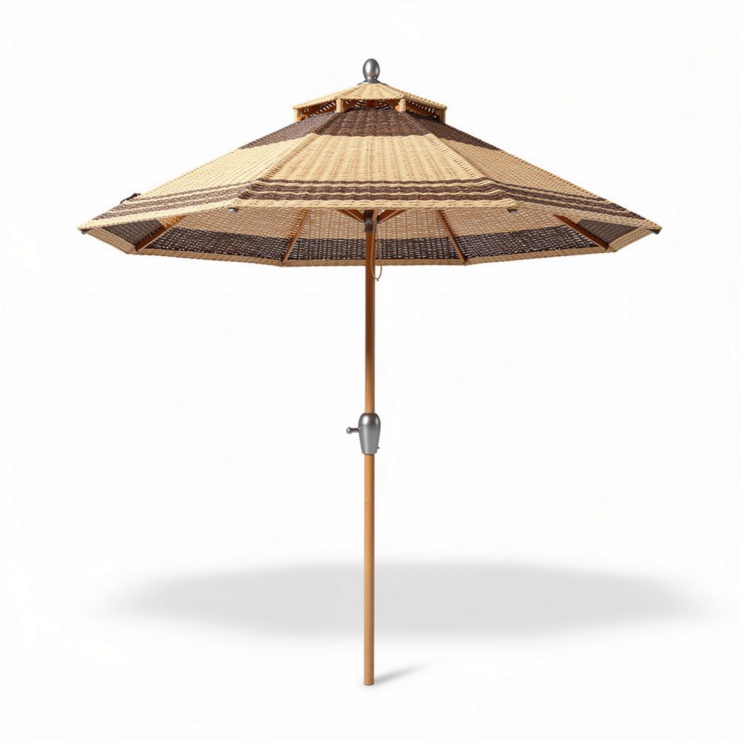 Parasol en bambou avec toile en paille pour jardin 200 x 200 x 250 cm
