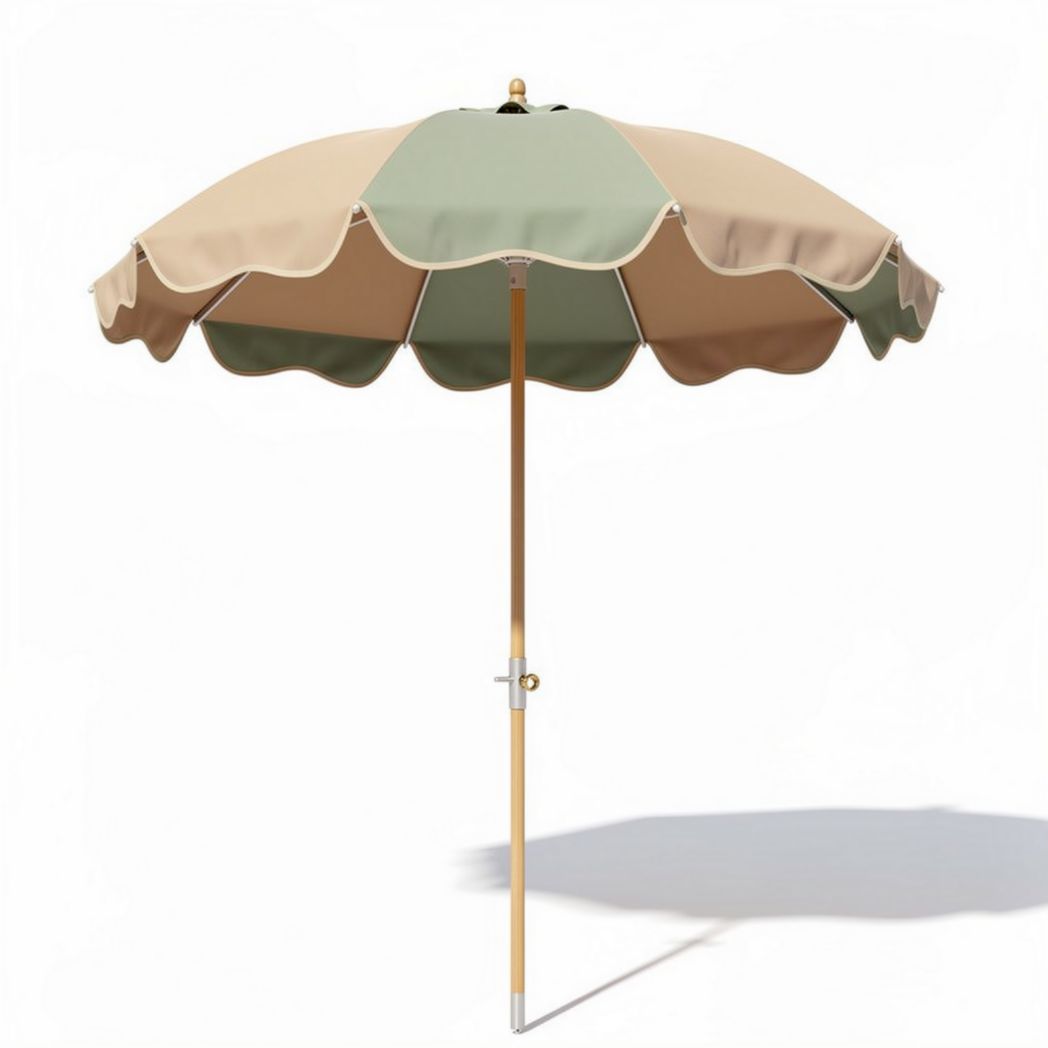 Parasol de jardin en toile beige et verte 200 x 200 x 250cm avec structure en métal