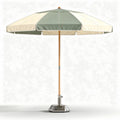 Parasol de jardin en bois avec toile verte et crème 250 x 250 x 250cm